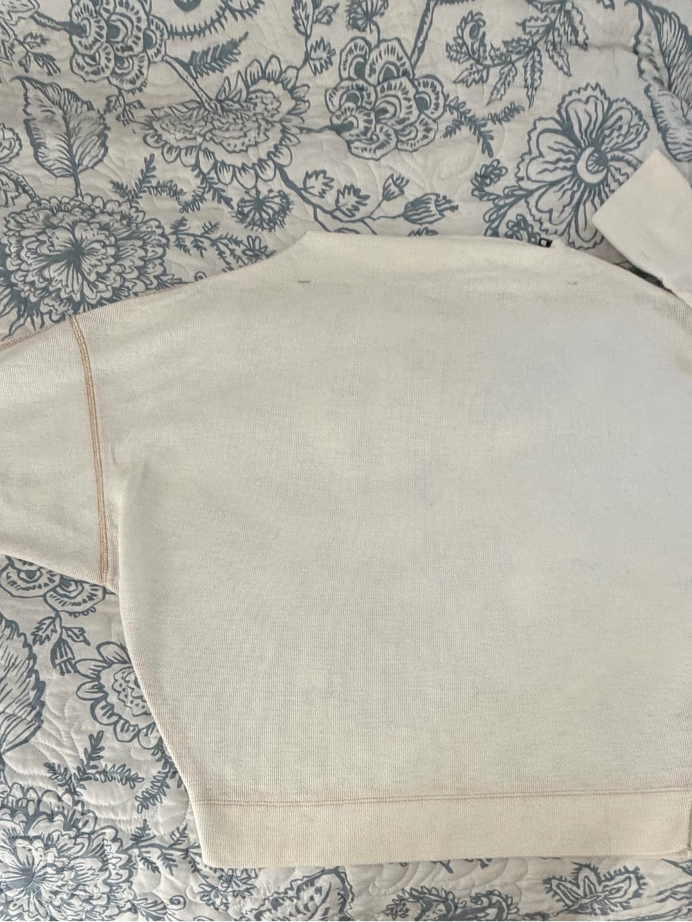 Free People Cream Crewneck Sweater with Pale Pink Contrast Stitch